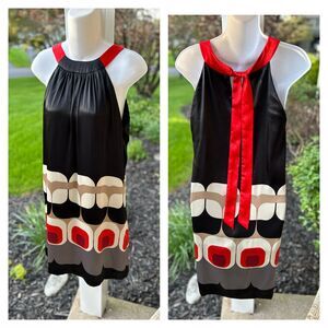 Eliza J Women's Sleeveless Halter Neck Swing Dress Back Neck Tie Sz 6 EC